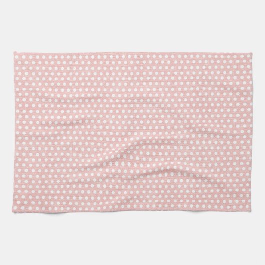 ヴィンテージのピンクの水玉模様パターン キッチンタオル (横)