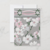 ヴィンテージのピンクの白いミズキの花柄のパーティの招待状 招待状 (裏面)