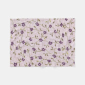 ヴィンテージのピンクの紫色の緑の花パターン フリースブランケット (正面(横))