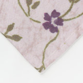 ヴィンテージのピンクの紫色の緑の花パターン フリースブランケット (角)