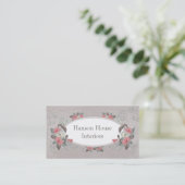 ヴィンテージのピンクの緑の灰色のノウゼンカツラの花 名刺 (スタンド正面)