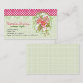 ヴィンテージのピンクの花のコテージの夢 名刺 (正面/裏面)