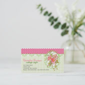 ヴィンテージのピンクの花のコテージの夢 名刺 (スタンド正面)