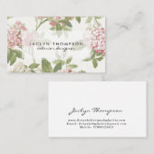 ヴィンテージのピンクの花の植物の名刺 名刺 (正面/裏面)