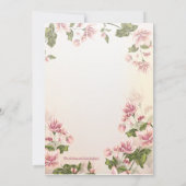 ヴィンテージのピンクの花の花の誕生会 招待状 (裏面)