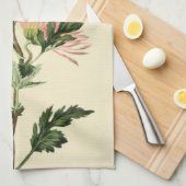 ヴィンテージのピンクの菊の花 キッチンタオル (四つ折り)