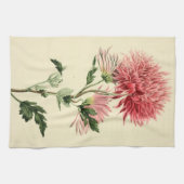 ヴィンテージのピンクの菊の花 キッチンタオル (横)