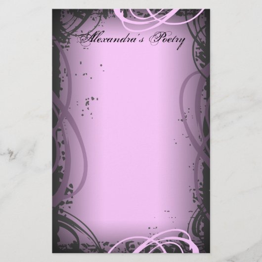 ヴィンテージのピンクの詩歌の文房具 便箋 (正面)