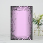 ヴィンテージのピンクの詩歌の文房具 便箋 (スタンド正面)