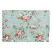 ヴィンテージのピンクの赤くエレガントなバラの花模様 枕カバー (裏面-左)