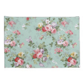 ヴィンテージのピンクの赤くエレガントなバラの花模様 枕カバー (裏面-右)