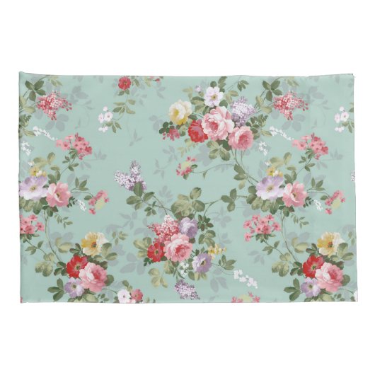 ヴィンテージのピンクの赤くエレガントなバラの花模様 枕カバー (裏面-右)