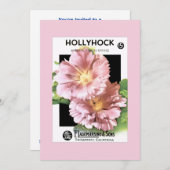 ヴィンテージのピンクのHollyhockの種の包み 招待状 (正面/裏面)