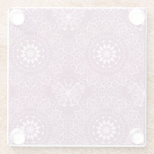 ヴィンテージのピンクパターン ガラスコースター (裏面)