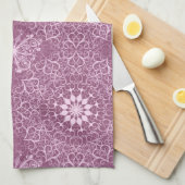 ヴィンテージのピンクパターン キッチンタオル (四つ折り)