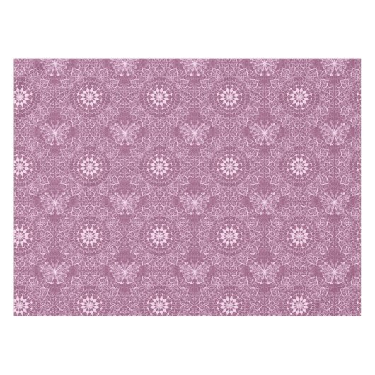 ヴィンテージのピンクパターン テーブルクロス (正面(横))