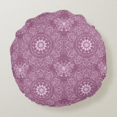 ヴィンテージのピンクパターン ラウンドクッション (裏面)