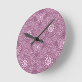 ヴィンテージのピンクパターン ラウンド壁時計 (傾斜)