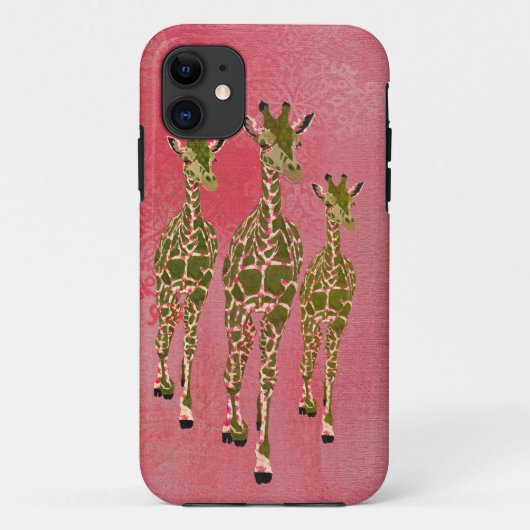 ヴィンテージのピンク及びオリーブのばら色のキリンのiPhoneの箱 Case-Mate iPhoneケース (裏面)
