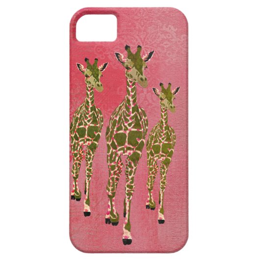ヴィンテージのピンク及びオリーブのばら色のキリンのiPhoneの箱 Case-Mate iPhoneケース (裏面)
