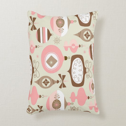 ヴィンテージのピンク及び灰色のクリスマスオーナメント アクセントクッション (正面(垂直))