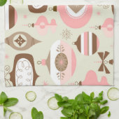 ヴィンテージのピンク及び灰色のクリスマスオーナメント キッチンタオル (折り畳み)