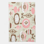 ヴィンテージのピンク及び灰色のクリスマスオーナメント キッチンタオル (縦)