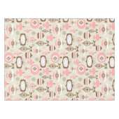 ヴィンテージのピンク及び灰色のクリスマスオーナメント テーブルクロス (正面(横))