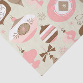 ヴィンテージのピンク及び灰色のクリスマスオーナメント 薄葉紙 (詳細)
