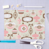 ヴィンテージのピンク及び灰色のクリスマスオーナメント 薄葉紙 (クラフト)