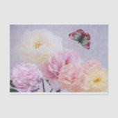 ヴィンテージのピンク、黄色と白の牡丹バタフライ 薄葉紙 (正面)