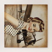 ヴィンテージのピンナップガールとWW2の飛行機、エレガント ジグソーパズル (横)