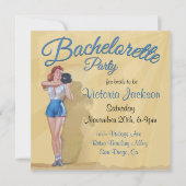 ヴィンテージのピン留めボーリングバチェロレッテ 招待状 (正面)