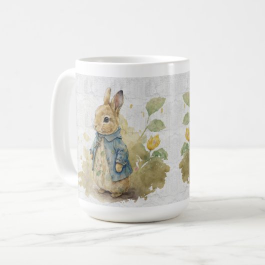 ヴィンテージのピーターのウサギ花コーヒーマグ コーヒーマグカップ (正面左)