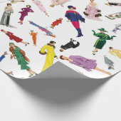 ヴィンテージのファッションのイラストレーションの女性 ラッピングペーパー (角)