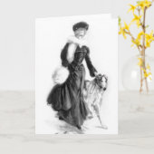 ヴィンテージのファッションのボルゾイの芸術 カード (黄色い花)