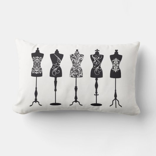 ヴィンテージのファッションのマネキンのシルエット ランバークッション (正面)