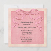 ヴィンテージのファッションの女の子のピンクのリボンの誕生日の招待 招待状 (裏面)