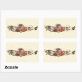 ヴィンテージのファッションの女性と春ドレス 長方形シール (シート)