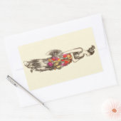 ヴィンテージのファッションの女性と春ドレス 長方形シール (封筒)