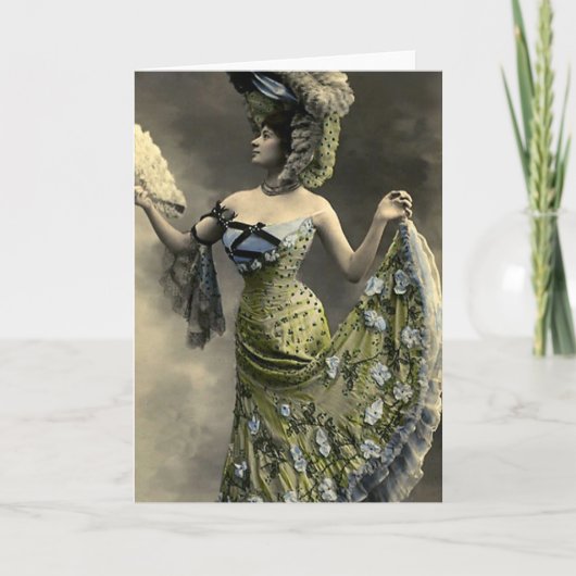 ヴィンテージのファッションの巨大な帽子および小さいウエスト カード (正面)