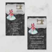 ヴィンテージのファッションの技術のガーリーな花の裁縫 名刺 (正面/裏面)