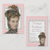 ヴィンテージのファッションの美しくビクトリアンな女性 名刺 (正面/裏面)