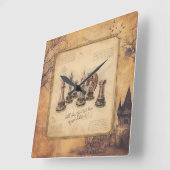 ヴィンテージのファッションド古いチェスの駒アートプレーヤーギフト スクエア壁時計 (傾斜)