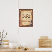 ヴィンテージのファッションド古いチェスの駒アートプレーヤーギフト ポスター (キッチン)