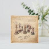 ヴィンテージのファッションド古いチェスの駒アートプレーヤーギフト 招待状 (スタンド正面)