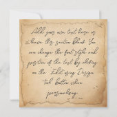 ヴィンテージのファッションド古いチェスの駒アートプレーヤーギフト 招待状 (裏面)