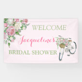 ヴィンテージのファッションド古い自転車バスケットピンクのバラ 横断幕 (横)