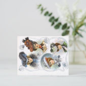 ヴィンテージのファッション帽子はがき ポストカード (スタンド正面)