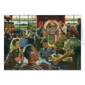 ヴィンテージのファミリーディナーとジュークボックス (正面横)